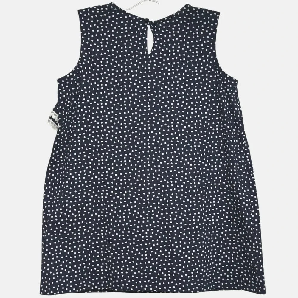 Hanna Andersson Polka Dot Top Kids Navy Blue Lace‎ Ruffle Nautical 160/14